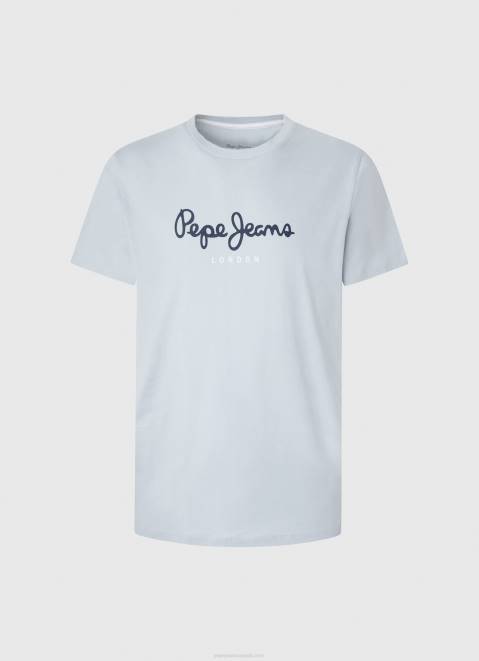 Pepe Jeans Printed Logo Cotton T-Shirt Men Bleach Blue Z22X933