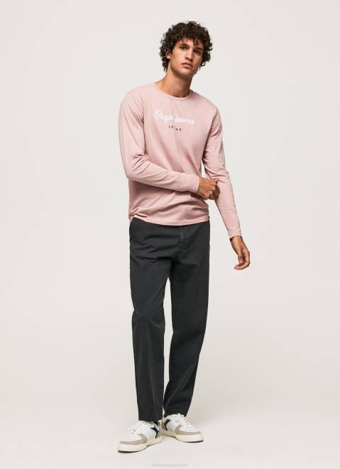 Pepe Jeans Printed Logo Cotton T-Shirt Men Bleach Pink Z22X915