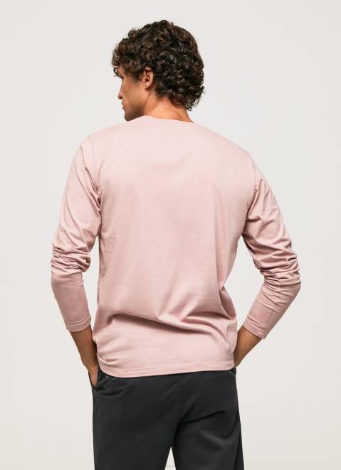 Pepe Jeans Printed Logo Cotton T-Shirt Men Bleach Pink Z22X915