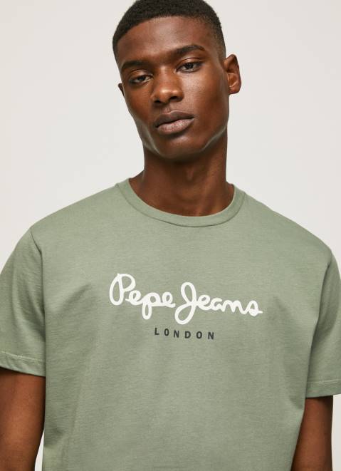Pepe Jeans Printed Logo Cotton T-Shirt Men Casting Z22X920
