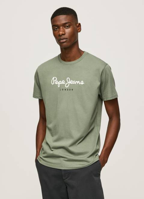 Pepe Jeans Printed Logo Cotton T-Shirt Men Casting Z22X920