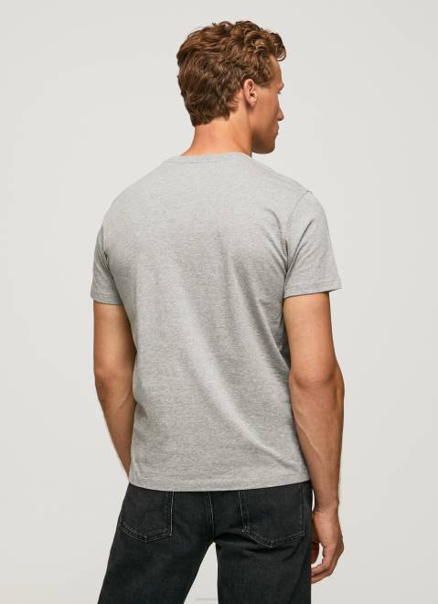 Pepe Jeans Printed Logo Cotton T-Shirt Men Grey Marl Z22X1001