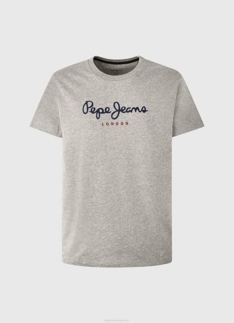 Pepe Jeans Printed Logo Cotton T-Shirt Men Grey Marl Z22X1001