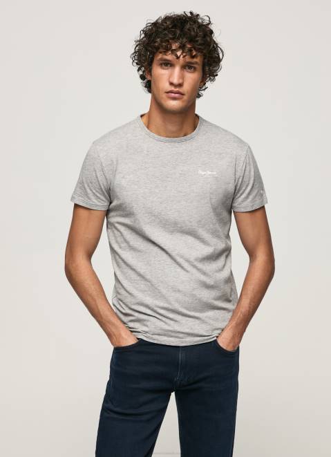 Pepe Jeans Printed Logo Cotton T-Shirt Men Grey Marl Z22X1013