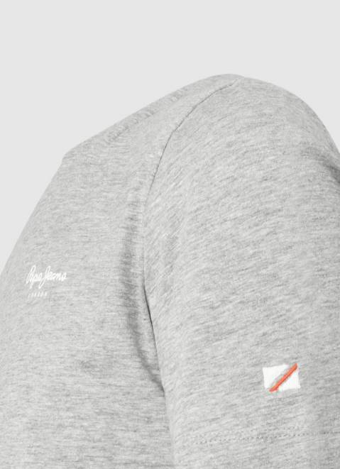 Pepe Jeans Printed Logo Cotton T-Shirt Men Grey Marl Z22X1013