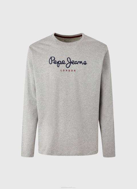 Pepe Jeans Printed Logo Cotton T-Shirt Men Grey Marl Z22X1017