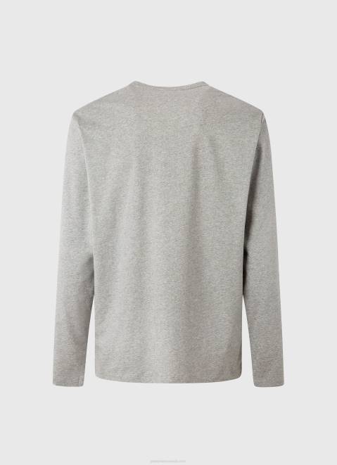 Pepe Jeans Printed Logo Cotton T-Shirt Men Grey Marl Z22X1017