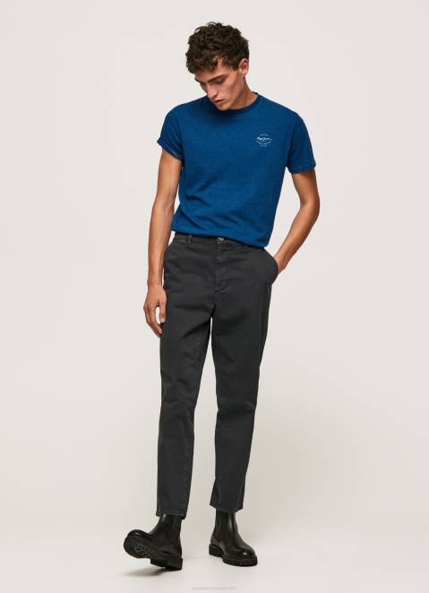 Pepe Jeans Printed Logo Cotton T-Shirt Men Indigo Z22X968