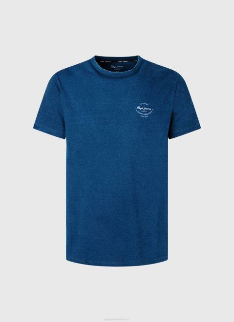 Pepe Jeans Printed Logo Cotton T-Shirt Men Indigo Z22X968