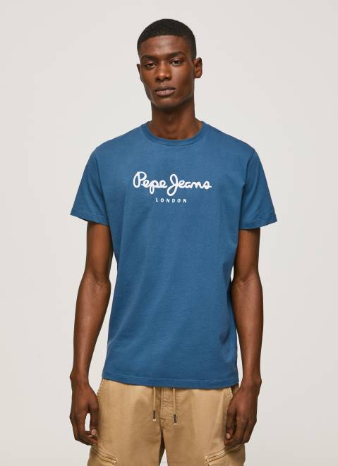 Pepe Jeans Printed Logo Cotton T-Shirt Men Jarman Z22X934