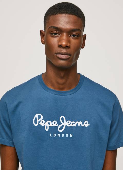 Pepe Jeans Printed Logo Cotton T-Shirt Men Jarman Z22X934