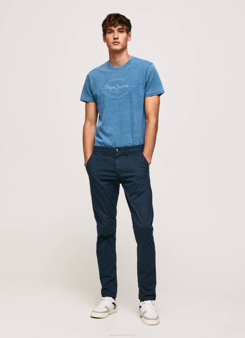 Pepe Jeans Printed Logo Cotton T-Shirt Men Light Blue Z22X967