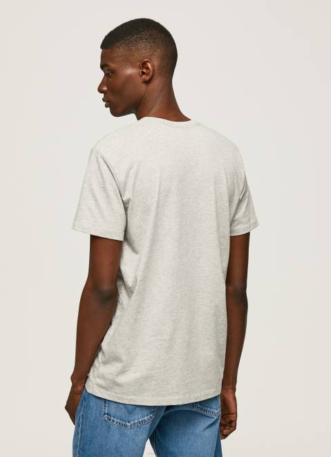 Pepe Jeans Printed Logo Cotton T-Shirt Men Light Grey Marl Z22X918