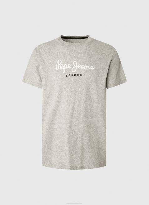 Pepe Jeans Printed Logo Cotton T-Shirt Men Light Grey Marl Z22X918