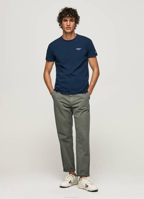 Pepe Jeans Printed Logo Cotton T-Shirt Men Navy Z22X1010