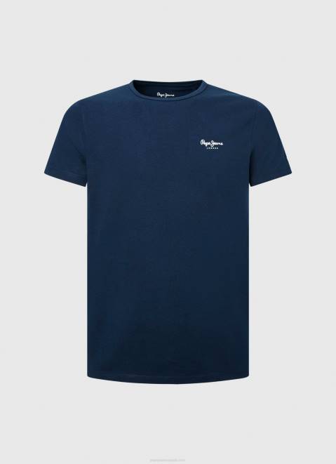Pepe Jeans Printed Logo Cotton T-Shirt Men Navy Z22X1010