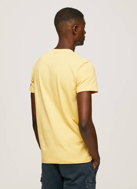 Pepe Jeans Printed Logo Cotton T-Shirt Men Shine Z22X943