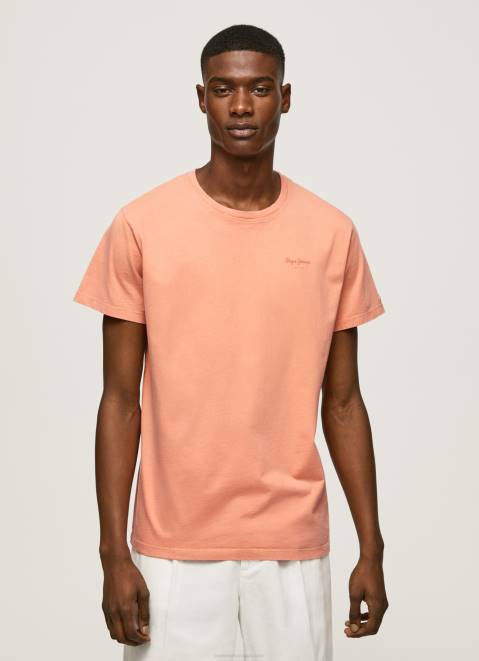 Pepe Jeans Printed Logo Cotton T-Shirt Men Squash Orange Z22X944