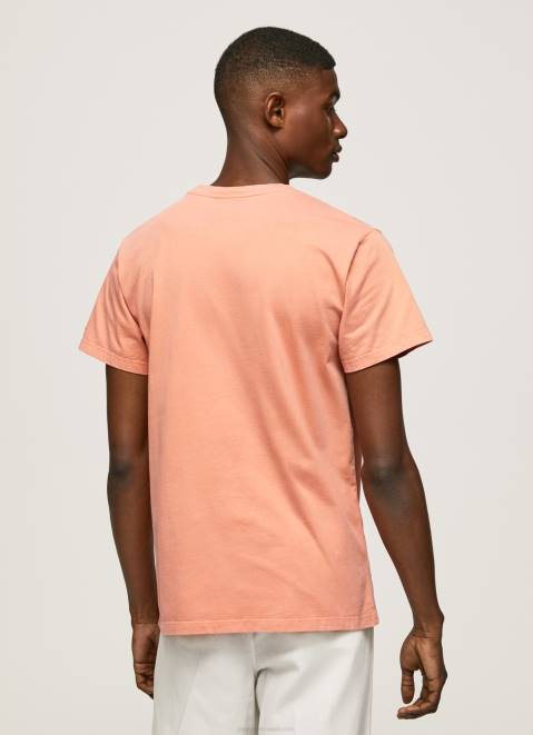 Pepe Jeans Printed Logo Cotton T-Shirt Men Squash Orange Z22X944