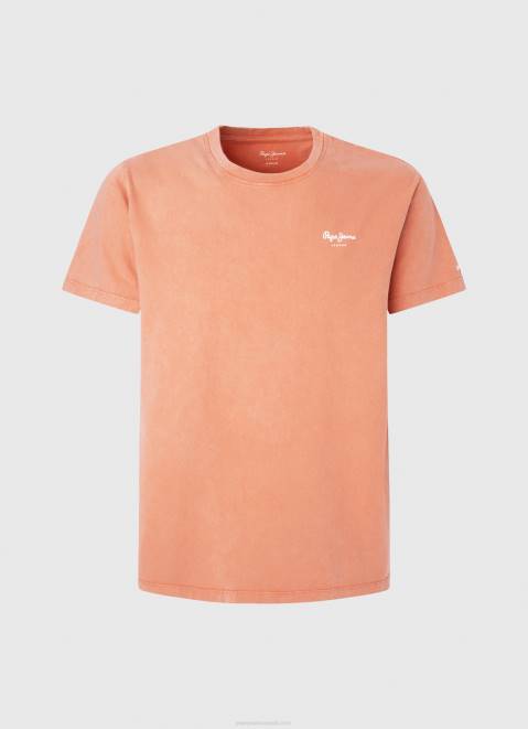Pepe Jeans Printed Logo Cotton T-Shirt Men Squash Orange Z22X944
