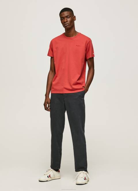 Pepe Jeans Printed Logo Cotton T-Shirt Men Studio Red Z22X946