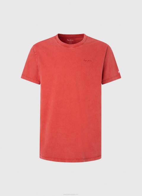 Pepe Jeans Printed Logo Cotton T-Shirt Men Studio Red Z22X946