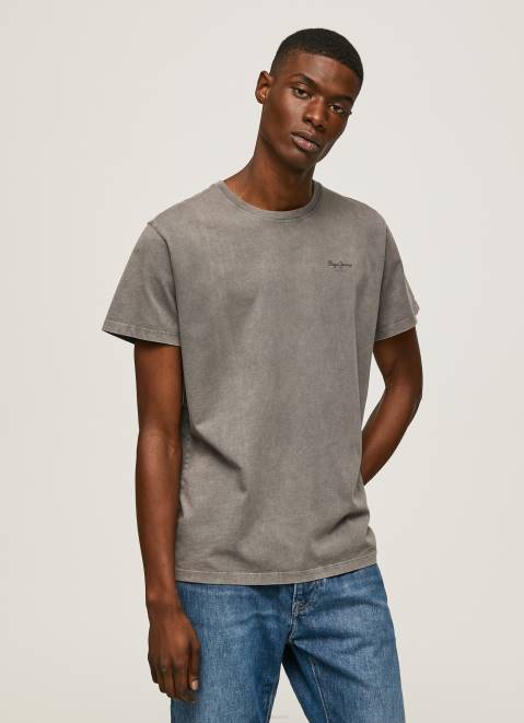 Pepe Jeans Printed Logo Cotton T-Shirt Men Washed Black Z22X927