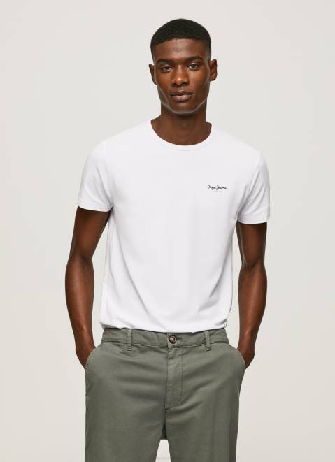Pepe Jeans Printed Logo Cotton T-Shirt Men White Z22X1011