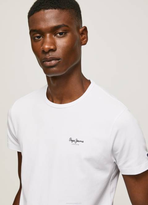Pepe Jeans Printed Logo Cotton T-Shirt Men White Z22X1011
