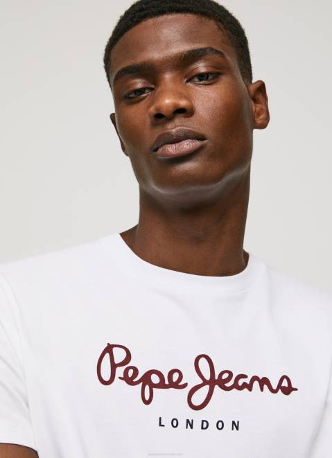 Pepe Jeans Printed Logo Cotton T-Shirt Men White Z22X998