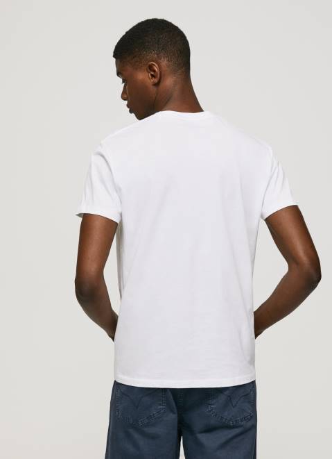 Pepe Jeans Printed Logo Cotton T-Shirt Men White Z22X998