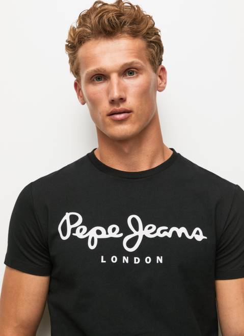 Pepe Jeans Short-Sleeved Cotton T-Shirt Men Black Z22X1003