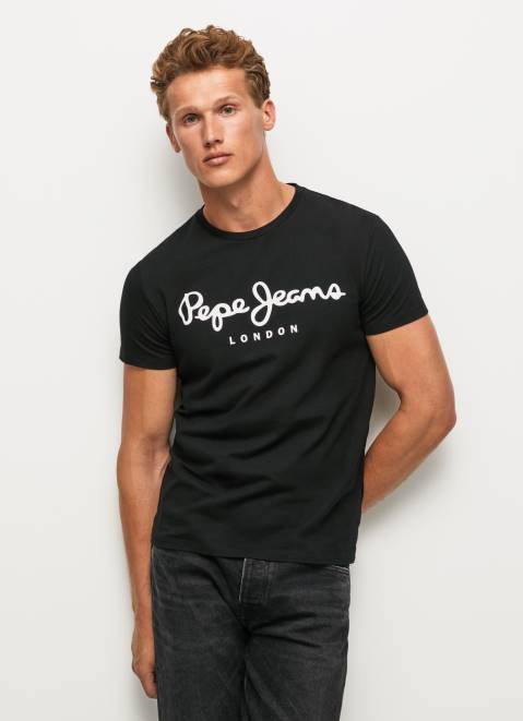 Pepe Jeans Short-Sleeved Cotton T-Shirt Men Black Z22X1003