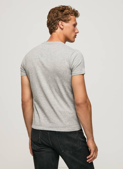 Pepe Jeans Short-Sleeved Cotton T-Shirt Men Grey Marl Z22X1004