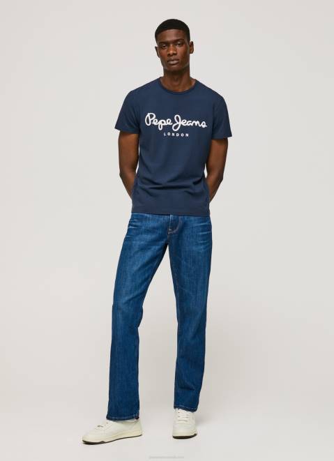 Pepe Jeans Short-Sleeved Cotton T-Shirt Men Navy Z22X1005