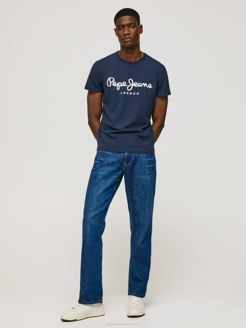 Pepe Jeans Short-Sleeved Cotton T-Shirt Men Navy Z22X1005