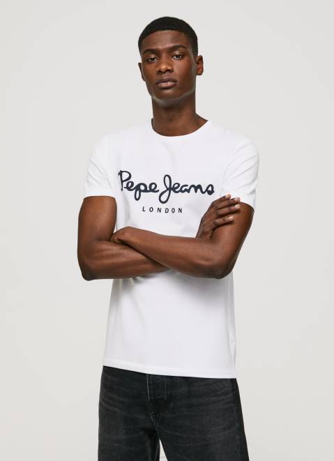 Pepe Jeans Short-Sleeved Cotton T-Shirt Men White Z22X1002