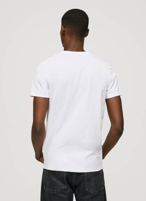Pepe Jeans Short-Sleeved Cotton T-Shirt Men White Z22X1002