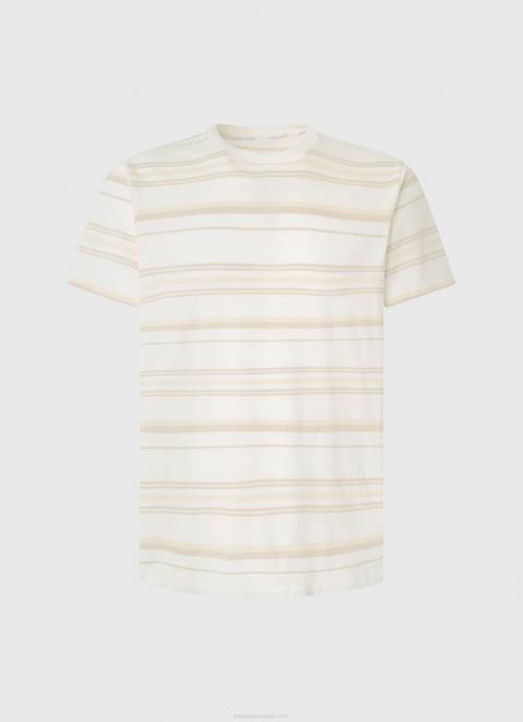 Pepe Jeans Striped Print T-Shirt Men Off White Z22X994