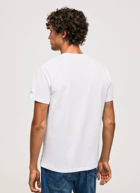 Pepe Jeans Union Jack Flag Cotton T-Shirt Men White Z22X945