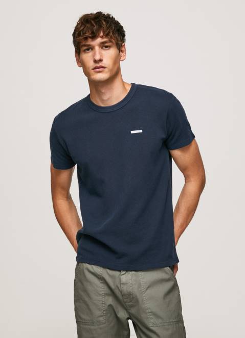 Pepe Jeans Waffle Knit Cotton T-Shirt Men Dulwich Z22X959