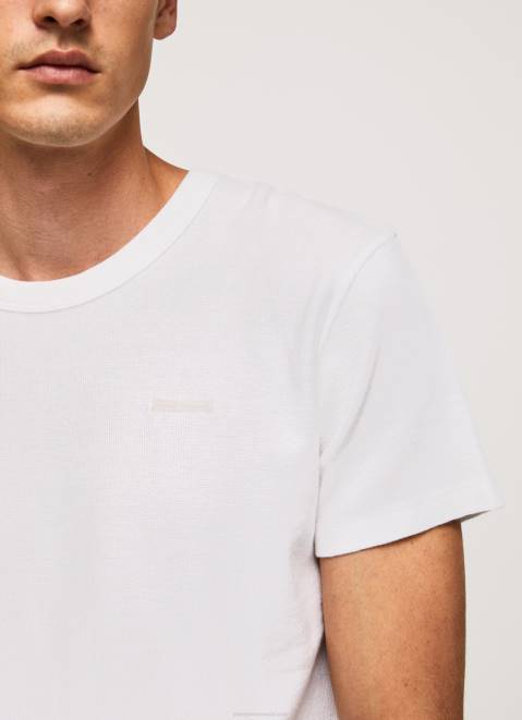 Pepe Jeans Waffle Knit Cotton T-Shirt Men White Z22X960