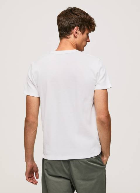 Pepe Jeans Waffle Knit Cotton T-Shirt Men White Z22X960
