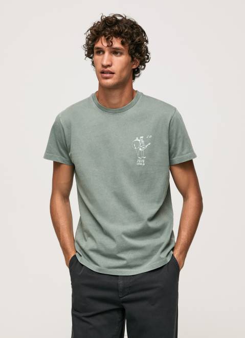 Pepe Jeans Washed And Dyed Cotton T-Shirt Men Casting Z22X925