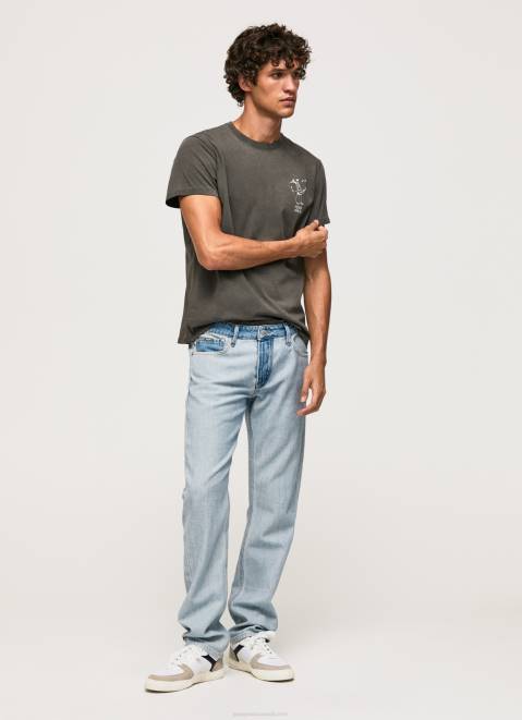 Pepe Jeans Washed And Dyed Cotton T-Shirt Men Washed Black Z22X941