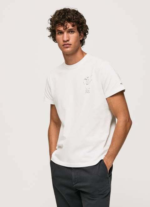 Pepe Jeans Washed And Dyed Cotton T-Shirt Men White Z22X942