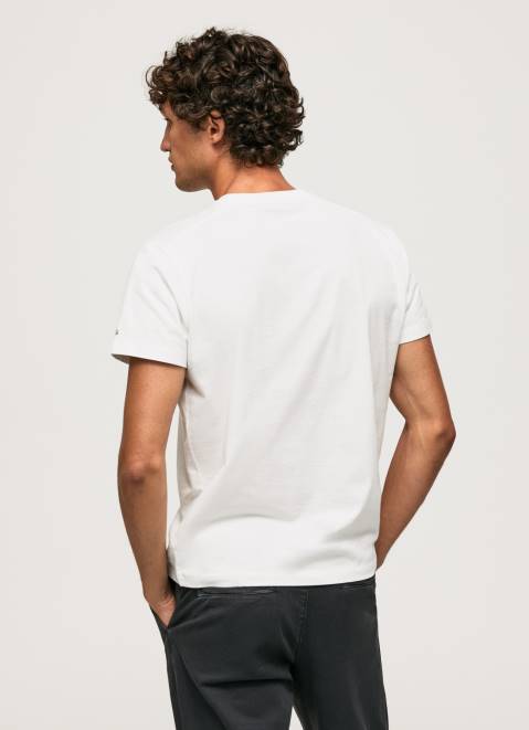 Pepe Jeans Washed And Dyed Cotton T-Shirt Men White Z22X942