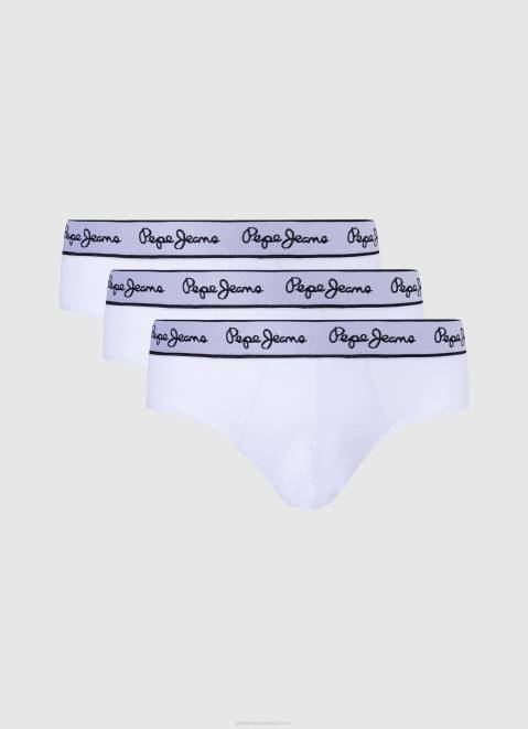 Pepe Jeans 3Pack Elastic Cotton Briefs Men White Z22X1156