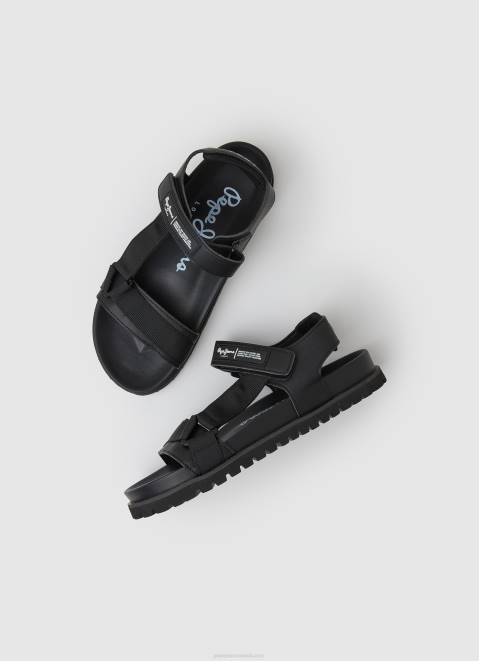 Pepe Jeans Anatomical Cork Sandals Men Black Z22X1279
