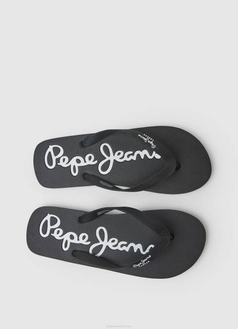 Pepe Jeans Bay Beach Basic Beach Flip Flops Men Black Z22X1265